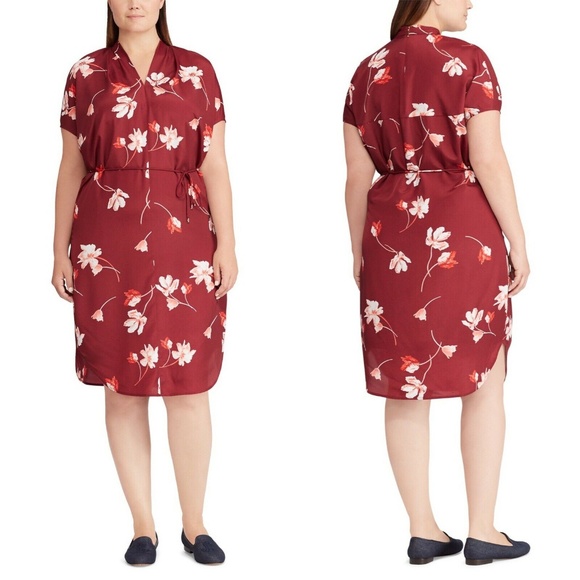 Lauren Ralph Lauren Dresses & Skirts - LAUREN WOMAN Ralph Lauren V-Neck Crepe Shirt Dress
